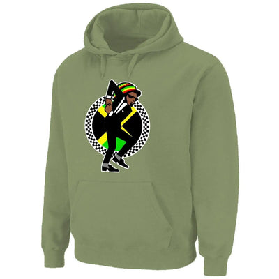 Jamaican Rasta Ska Logo Rude Boy Men's Pouch Pocket Hoodie Sweatshirt L / Khaki