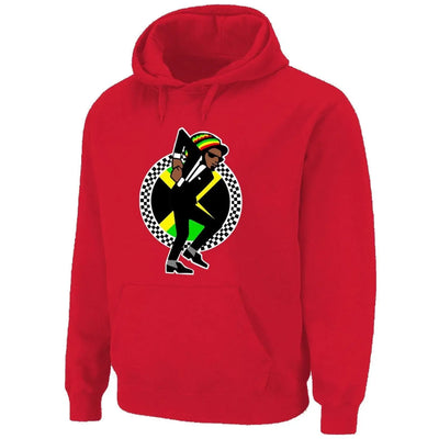 Jamaican Rasta Ska Logo Rude Boy Men's Pouch Pocket Hoodie Sweatshirt L / Red