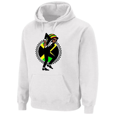 Jamaican Rasta Ska Logo Rude Boy Men's Pouch Pocket Hoodie Sweatshirt L / White