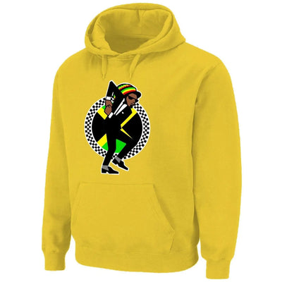 Jamaican Rasta Ska Logo Rude Boy Men's Pouch Pocket Hoodie Sweatshirt L / Yellow