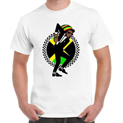 Jamaican Rasta Ska Logo Rude Boy Men's T-Shirt L / White