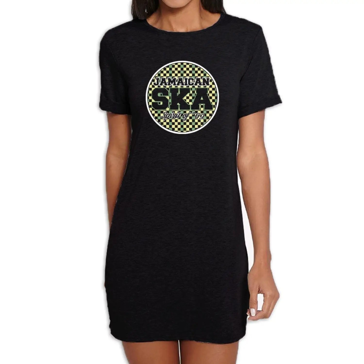 Jamaican Ska Spirit of 69 Ska Women's T-Shirt Dress, S / Black