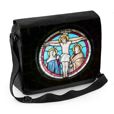Jesus Crucifixion Stained Glass Laptop Messenger Bag