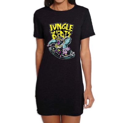 Jungle Beats Junglist DJ Women's T-Shirt Dress L / Black