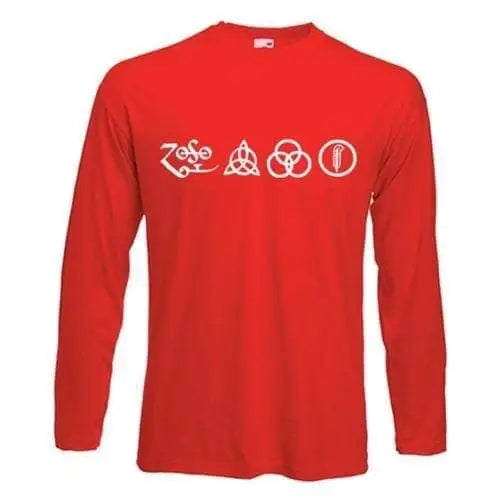 Led Zeppelin Four Symbols Long Sleeve T-Shirt S / Red