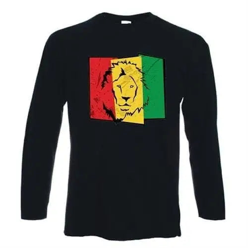 Lion Of Judah Flag Long Sleeve T-Shirt XXL / Black