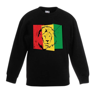 Lion of Judah Flag Reggae Children's Unisex Sweatshirt Jumper 7-8 / Black