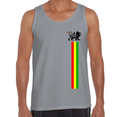 Lion Of Judah Stripes Reggae Men's Tank Vest Top XXL / Light Grey