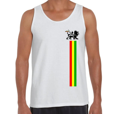 Lion Of Judah Stripes Reggae Men's Tank Vest Top XXL / White