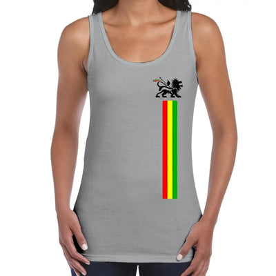 Lion Of Judah Stripes Reggae Women's Tank Vest Top M / Light Grey