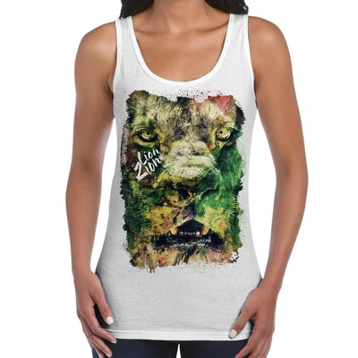 Lion of Judah Zion Reggae Large Print Women's Vest Tank Top L