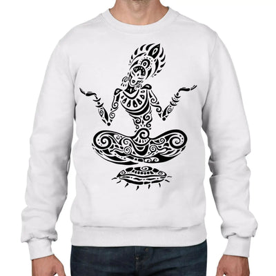 Lotus Pose Tattoo Hipster Men's Sweatshirt Jumper XL / White