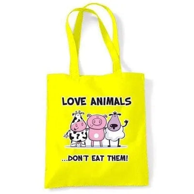 Love Animals Don't Eat Them Vegetarian Tote Bag Yellow