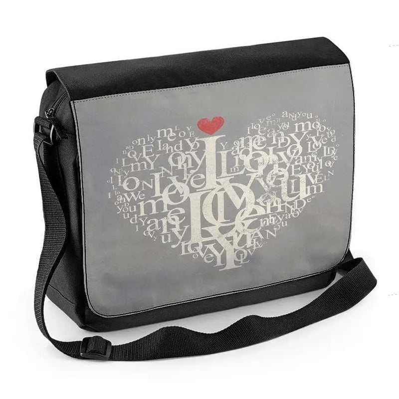 Love Heart Typography Laptop Messenger Bag