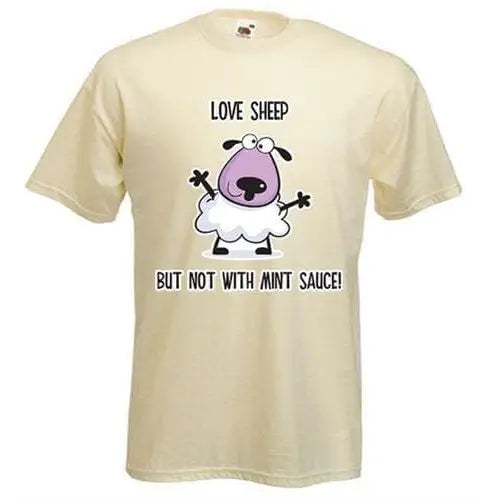 Love Sheep But Not With Mint Vegetarian T-Shirt M / Cream