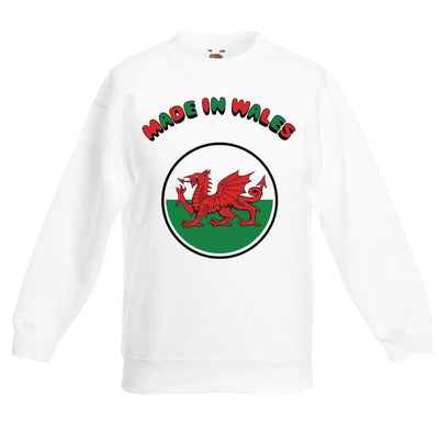 Made In Wales Welsh Children's Toddler Kids Sweatshirt Jumper 7-8 / White