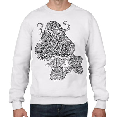 Magic Mushrooms Large Print Men's Sweatshirt Jumper S / White