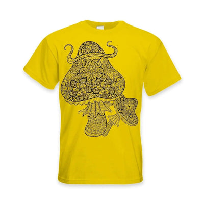 Magic Mushrooms Large Print Men's T-Shirt XL / Yellow
