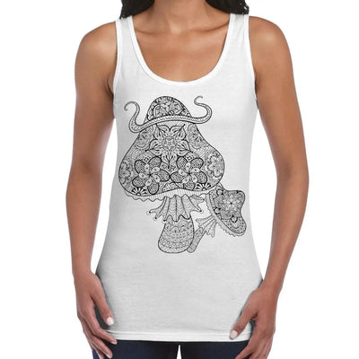Magic Mushrooms Large Print Women's Vest Tank Top XXL / White
