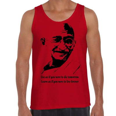 Mahatma Gandhi Live Forever Quote Men's Tank Vest Top M / Red