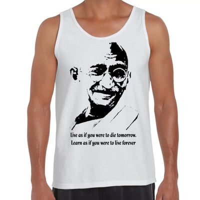 Mahatma Gandhi Live Forever Quote Men's Tank Vest Top M / White