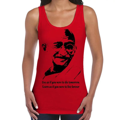 Mahatma Gandhi Live Forever Quote Women's Tank Vest Top S / Red