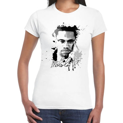 Malcolm X Grunge Design Women's T-Shirt M