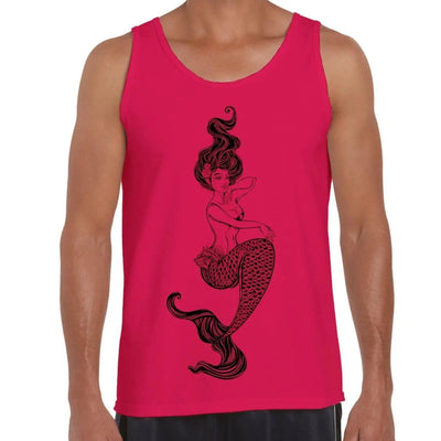Sexy Mermaid Tattoo Hipster Large Print Men's Vest Tank Top M / Red