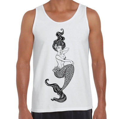 Sexy Mermaid Tattoo Hipster Large Print Men's Vest Tank Top S / White
