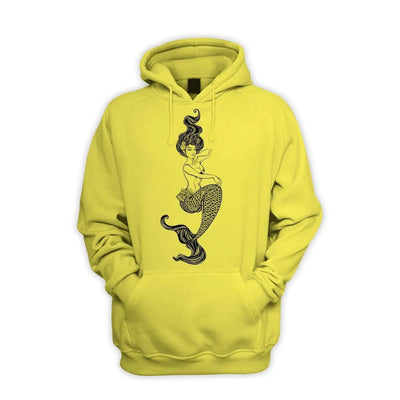 Sexy Mermaid Tattoo Hipster Men's Pouch Pocket Hoodie Hooded Sweatshirt XXL / Yellow