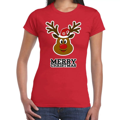 Merry Christmas Rudolph Funny Women's T-Shirt S
