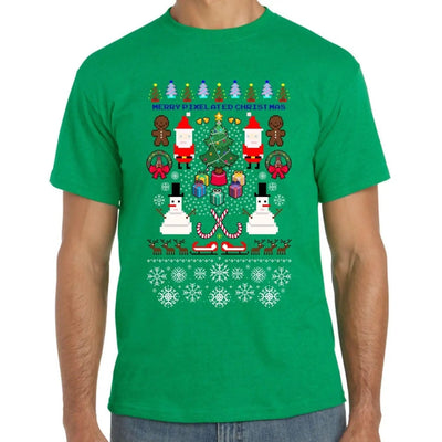 Merry Pixelated Christmas Funny Men's T-Shirt S