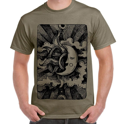 Moon Design Large Print Men's T-Shirt M / Khaki
