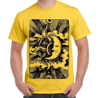 Moon Design Large Print Men's T-Shirt M / Yellow