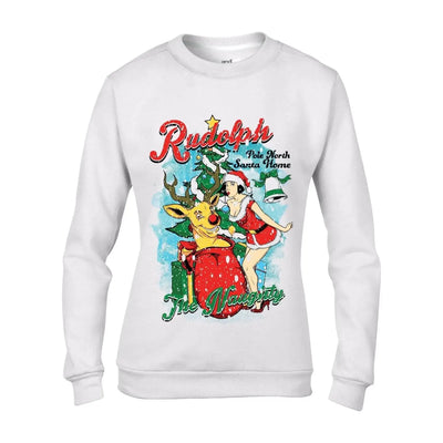 Naughty Rudolph Reindeer Christmas Women's Sweater \ Jumper L