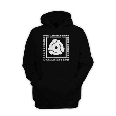 Northern Soul All Nighter 45 Vinyl Adapter Pull Over Pouch Pocket Hoodie T-Shirt XXL / Black