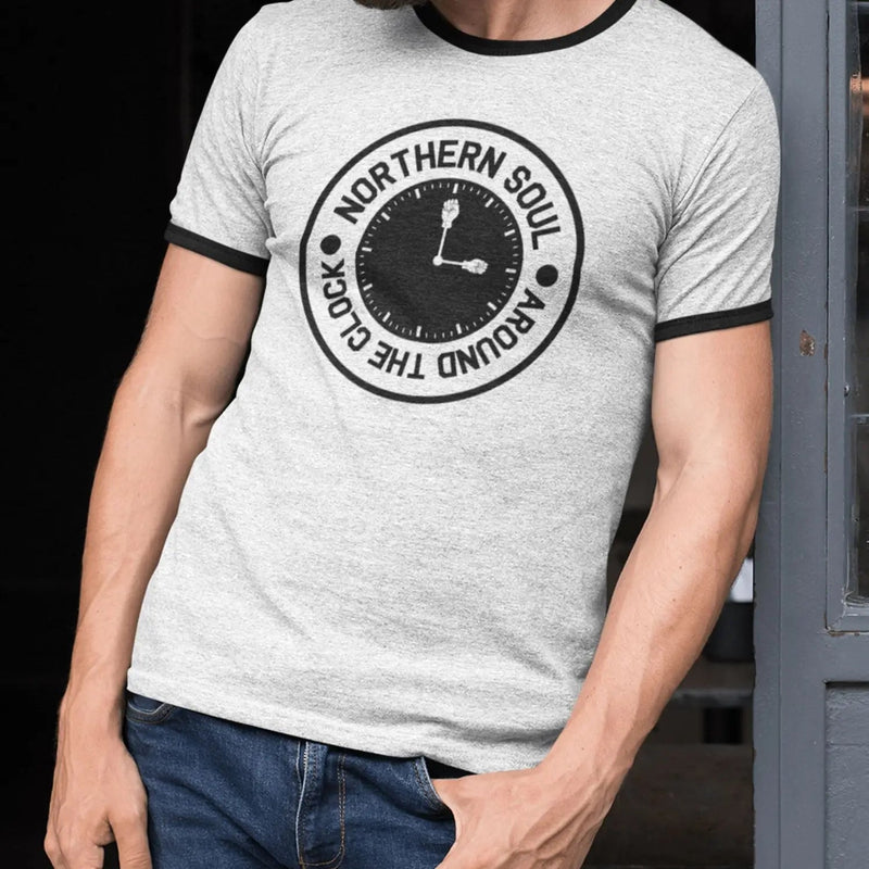 Northern Soul Around the Clock Contrast Ringer T-Shirt