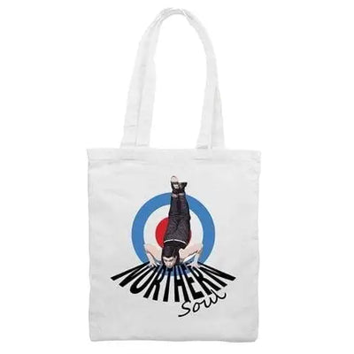 Northern Soul Dancer Mod Target Shoulder Shopping Bag White