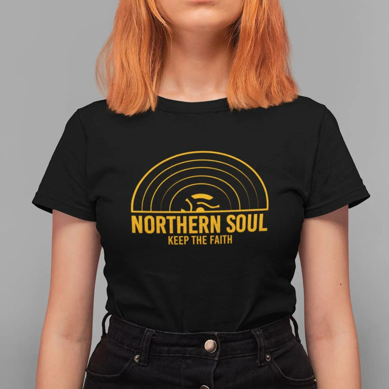 Northern Soul Keep The Faith Record Orange Logo Women’s
