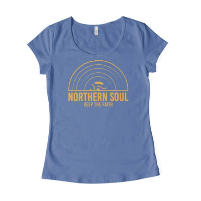 Northern Soul Keep The Faith Record Orange Logo Women's T-Shirt XXL / Royal