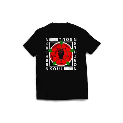 Northern Soul Lancashire Red Rose Logo Men's T-Shirt L / Black