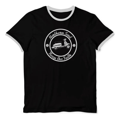 Northern Soul Scooter Black and White Logo Contrast Ringer T-Shirt S / Black