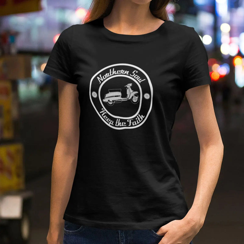 Northern Soul Scooter Black and White Logo Women’s T-Shirt -
