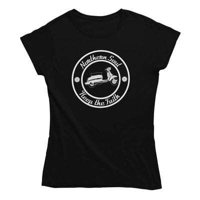 Northern Soul Scooter Black and White Logo Women’s T-Shirt -