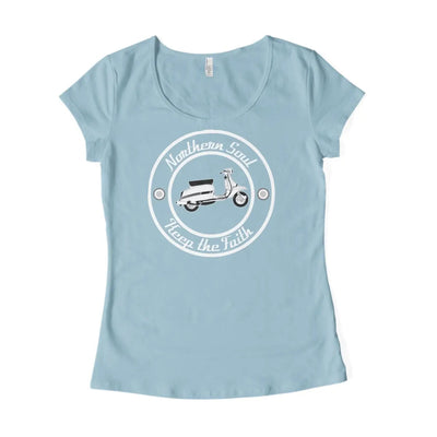 Northern Soul Scooter Black and White Logo Women's T-Shirt L / Light Blue
