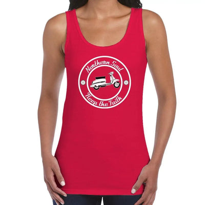 Northern Soul Scooter Black and White Logo Women's Vest Tank Top XXL / Red