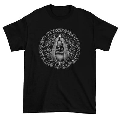 Odin with Ravens Viking God Men’s T - Shirt - S / Black Mens