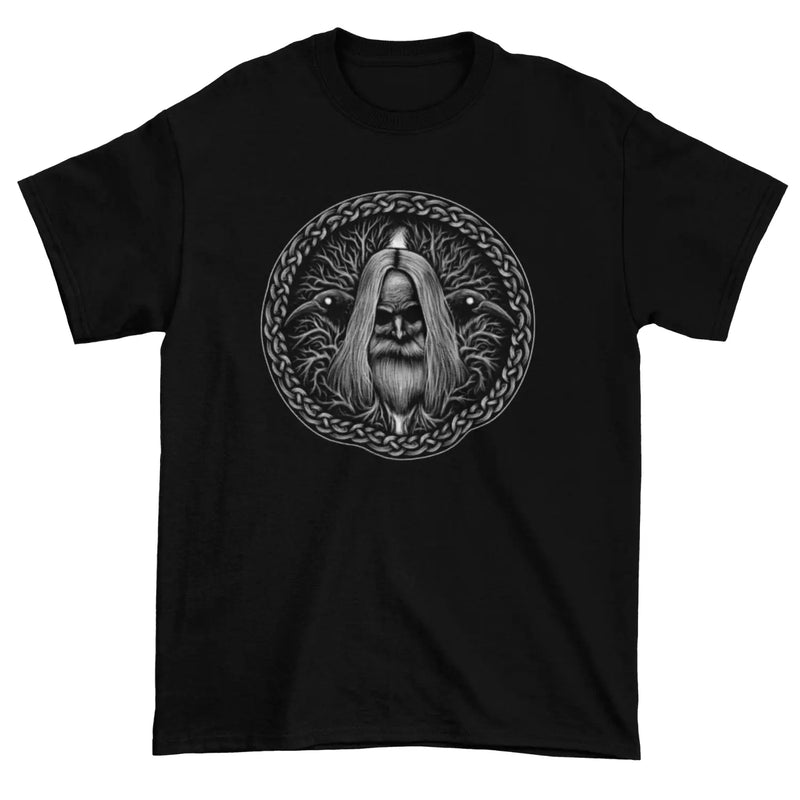 Odin with Ravens Viking God Men’s T - Shirt - S / Black Mens