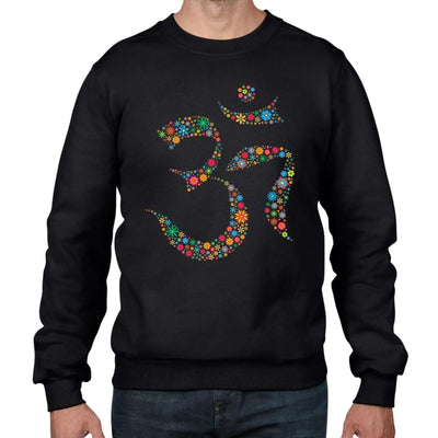 Om Symbol Floral Meditation Men's Sweatshirt Jumper XL / Black