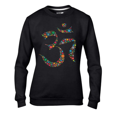 Om Symbol Floral Meditation Women's Sweatshirt Jumper XL / Black